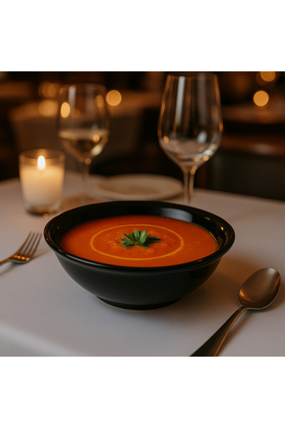 Veliday Siyah Melamin 16 cm Derin Çorba Kasesi - Kalın Melamin Çorba Kasesi