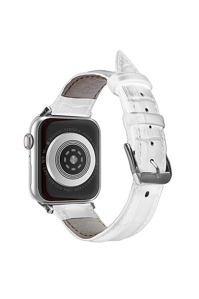 REDz Accessories Classy Crocodile Strap, Apple Watch, Leather Effect, Elegant, Adjustable, White - 44/45/46/49 Mm