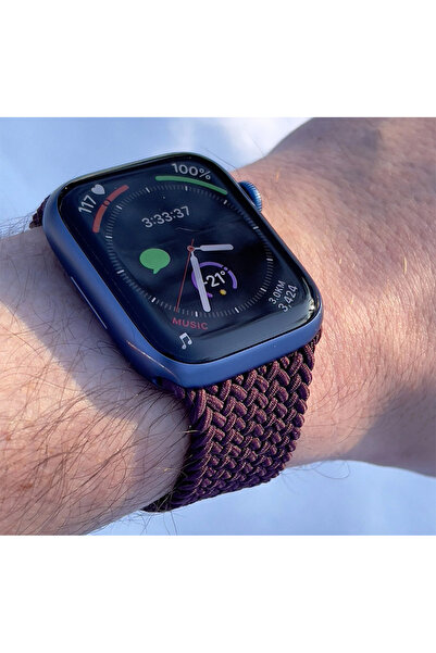 REDz Accessories Solo Loop Strap, Compatible with Apple Watch, Elastic, Burgundy - 44/45/46/49 mm, Small