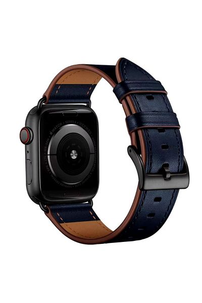 REDz Accessories Classic Charm Strap, For Apple Watch, Leather Effect, Adjustable, Navy Blue - 44/45/46/49 Mm