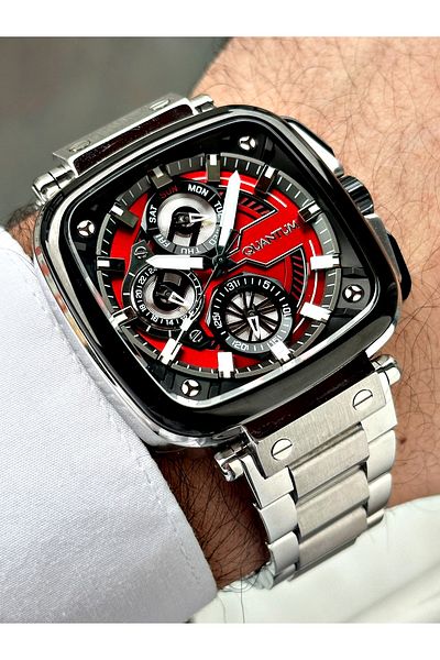 Quantum Function 10 Atm Waterproof 24 Months Guarantee Silver-Burgundy Color Men's Wrist Watch 1092.380Mr