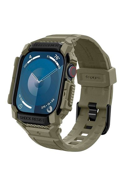 REDz Accessories Strap With Case For Apple Watch, Spigen Rugged Armor Pro, 46 Mm, Khaki