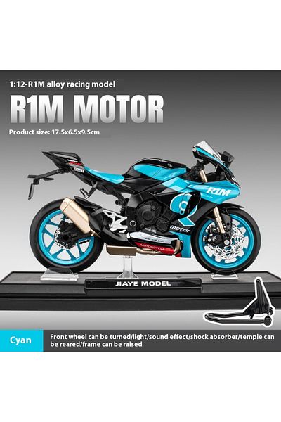 Choice Cyan With Box 1/12 Yamaha R1m Toy Motorcycle Model Alloy Diecast With Shock Absorption Simulation Sc