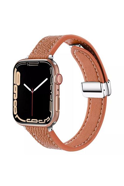 REDz Accessories Timeless Ultra-thin Strap, For Apple Watch, Leather Effect, Light Brown - 38/40/41 Mm