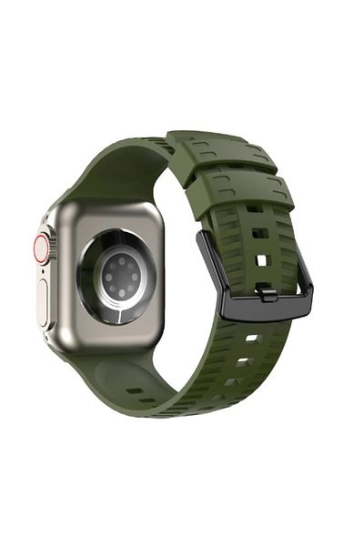 REDz Accessories Sport Band For Apple Watch, Engraved Pattern, Silicone, Khaki - 44/45/46/49 Mm