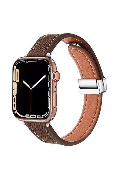 REDz Accessories Timeless Ultra-thin Strap, For Apple Watch, Leather Effect, Dark Brown - 38/40/41 Mm