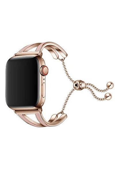 REDz Accessories Deluxe Strap For Apple Watch, Fashion, Stainless Steel, Women, Rose-gold And Pink - 38/40/41 Mm