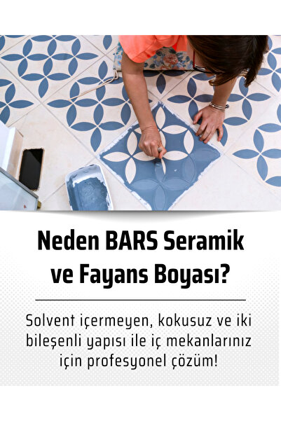 BARS Seramik & Fayans Boyası İç Mekan Zemin ve Duvar Dönüşüm Boyası 5 Kg
