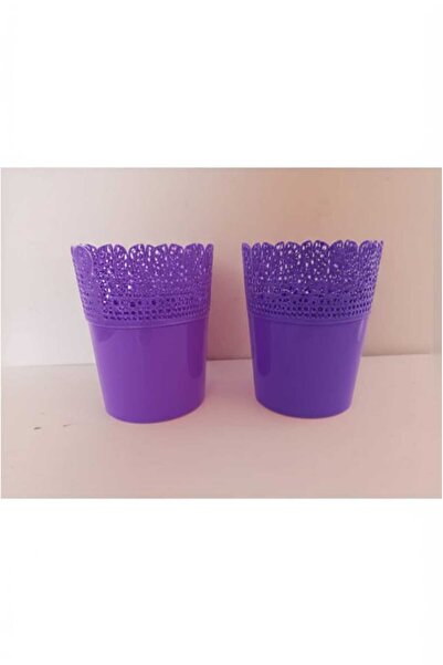 Leva House Saksı Plastik 2'li Sp-260 Mor Dantel