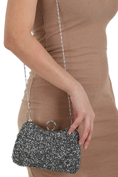 İslamEREN Women's Stylish Ring Detailed Shoulder Evening Dress Bag / Portfolio Evening Dress Bag