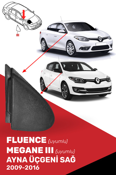 CND Megane 3 Iıı, Fluence Uyumlu Ayna Üçgeni Sağ - 638740012r