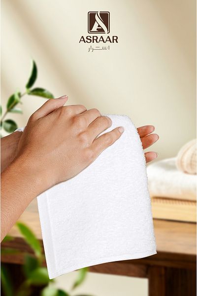 Asraar Bathroom Shower Soft Towels White Color, 30x30cm 50g,Lightweight and Quick Drying ,Ideal Gift Choice