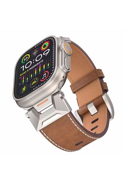 REDz Accessories Prestige Strap For Apple Watch, Leather Effect, Business Look, Adjustable, Brown - 44/45/46/49 Mm