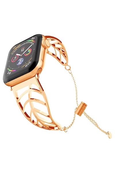 REDz Accessories Leaf Strap, Elegant, For Apple Watch, Women, Fashion Design, Metallic, Rose Gold - 38/40/41 Mm