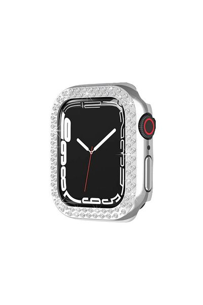 REDz Accessories Splendid Case For Apple Watch 4/5/6/7/8, Rhinestones, Silver - Apple Watch 7/8 45mm