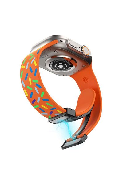 REDz Accessories Confetti Strap, Sport, For Apple Watch, Magnetic/adjustable, Silicone, Orange/black - 38/40/41 Mm