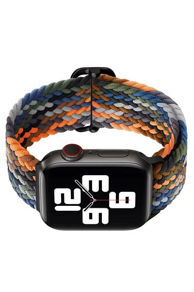 REDz Accessories Solo Loop Strap, Elastic, Apple Watch, Textile, Multicolor Camouflage, Orange - 44/45/46/49 Mm