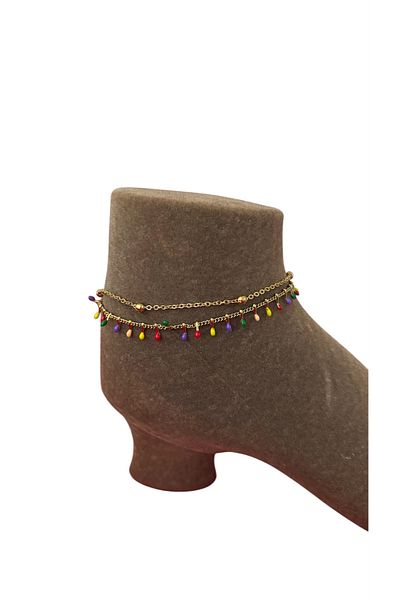 derokas Steel Gold Color Anklet Tarnish-Free Stylish Elegant New Model
