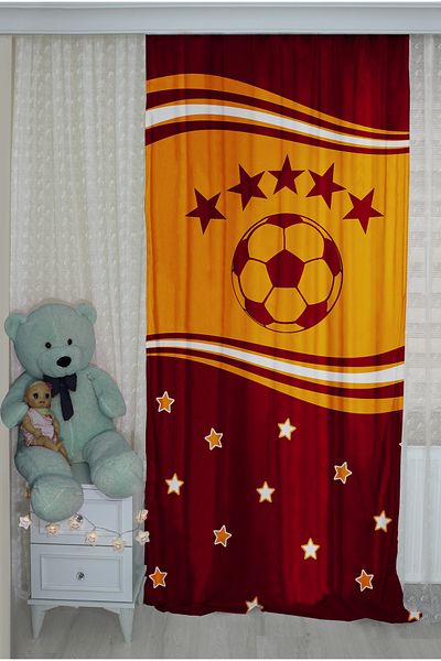 Bebişim Halı Yellow Red Bip188 Double Winged Children's Room Background Curtain