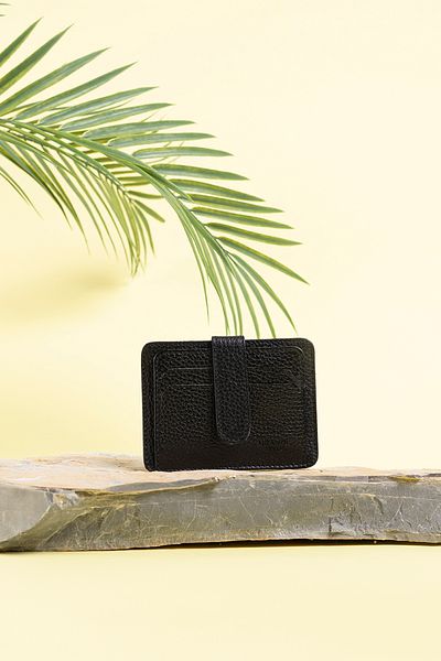 Grande Style Συσκευή αποθήκευσης κάρτας Unisex Γνήσιο Δέρμα ΜΑΥΡΟ Χρώμα