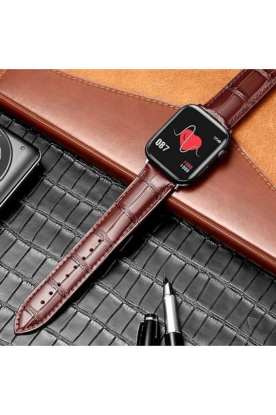 REDz Accessories Classy Crocodile Strap, Apple Watch, Leather Effect, Elegant, Adjustable, Brown - 38/40/41 Mm