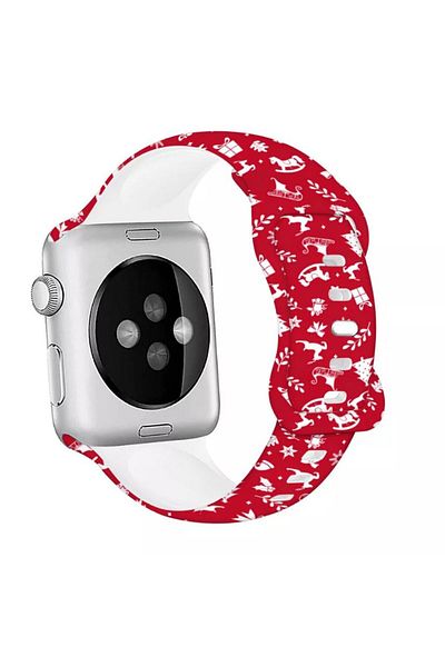 REDz Accessories Gifts Strap, Sport, Compatible with Apple Watch, Christmas Collection, Silicone, Red - 38/40/41 mm