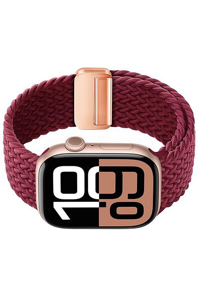 REDz Accessories Solo Loop Strap, Magnetic Closure, Apple Watch, Adjustable, Textile, Burgundy - 38/40/41 Mm