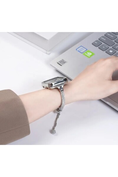 REDz Accessories Μεταλλικό λουράκι για Apple Watch, Μοντέλο αλυσίδας με ζιρκόνιο, ανοξείδωτο ατσάλι χρυσό - 44/45/46/49 mm