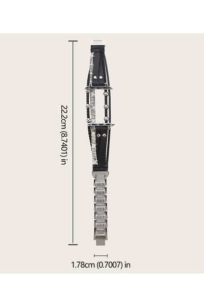 REDz Accessories Fashion Strap For Apple Watch, Rhinestones And Leather, Multi Bracelet Look, Pink - 44/45/46/49 Mm