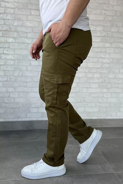MİSHAR İTALİA Light Khaki Men's Cargo Pocket Straight Leg Trousers