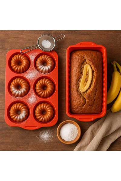 CKM silikon Silicone Baton Cake Mold and Figured 6 Tray Muffin Mold Red Cake Mold