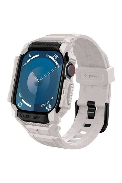 REDz Accessories Curea cu husă pentru Apple Watch, Spigen Rugged Armor PRO, 46 mm, bej