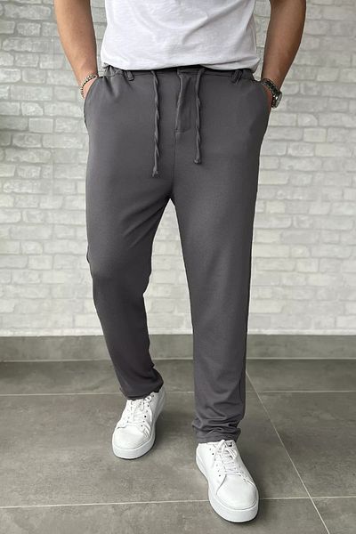 MİSHAR İTALİA Ανδρικό παντελόνι Jogger με κορδόνια σε σκούρο γκρι μέση