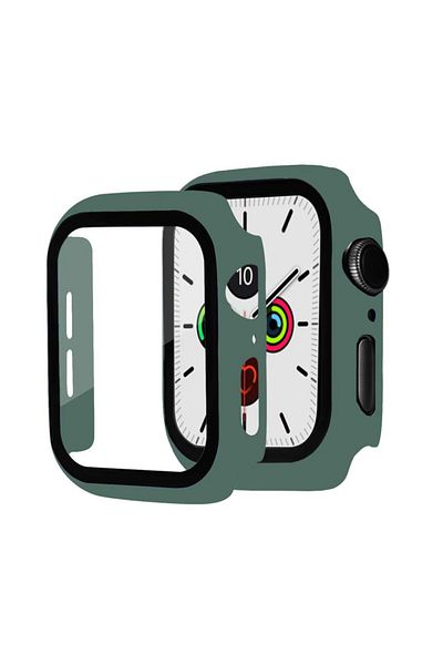 REDz Accessories Apple Watch 7/8/SE2 Case, Glass Cover, Full Protection, Dark Green - Apple Watch 7/8 45mm