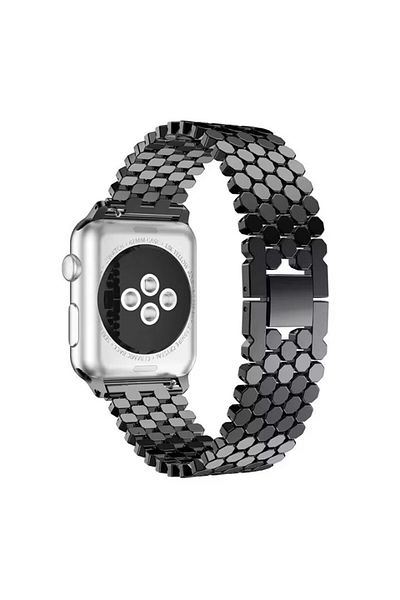 REDz Accessories Curea metalică pentru Apple Watch, hexagonală, fashion, neagră - 38/40/41 mm