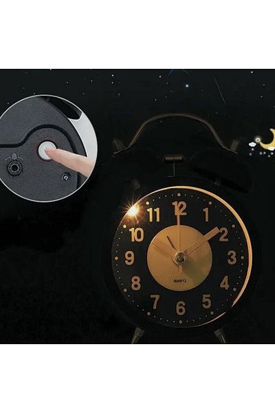 PUFO Twinkle alarm clock with dial lighting button, metal, 15 cm, black