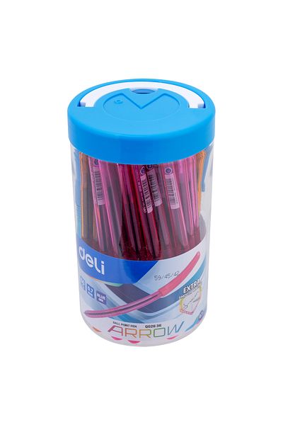 Deli Disposable Ballpoint Pen 0.7mm Blue Colored Body Jar 50 Pcs Deli