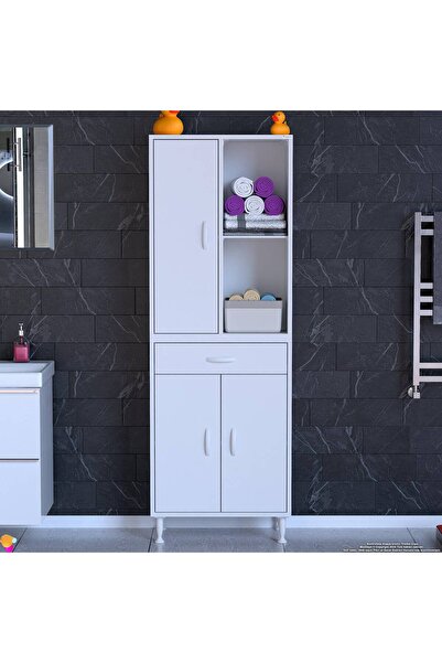 Modilayn AFRA 55x173x32,5 Çok Amaçlı Banyo Mutfak Erzak Kavonoz Kiler Ayakkabı Dolabı