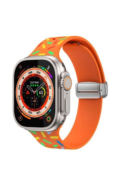 REDz Accessories Confetti Strap, Sport, For Apple Watch, Magnetic/adjustable, Silicone, Orange/silver - 38/40/41 Mm