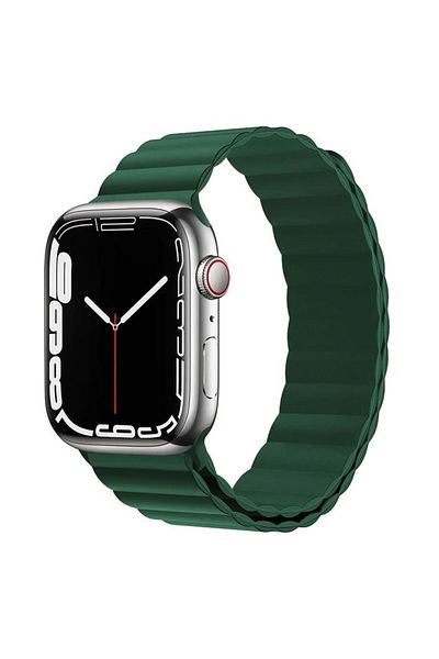 REDz Accessories Magnetic Silicone Strap For Apple Watch, Silicone Loop, Dark Green - 44/45/46/49 Mm