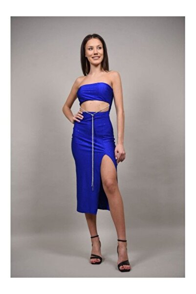 FASHIONLAND ΦΟΡΕΜΑ MIDI ΜΕ ΣΤΡΑΠΛΕΣ ΣΕ ΚΑΘΗΜΕΡΙΝΟ ΧΡΩΜΑ ZINGARELLO ΜΕ ΕΦΑΡΜΟΓΕΣ ΜΠΛΕ XS-S