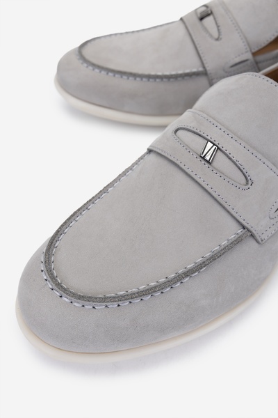 Valmenti Чоловічі шкіряні сірі нубукові лофери