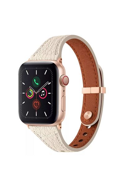 REDz Accessories Curea Eternal Ultra-Subțire, pentru Apple Watch, efect de piele, reglabilă, albă - 38/40/41 mm