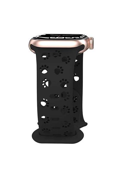 REDz Accessories Curea sport Puppy Paws, pentru Apple Watch, design Puppy Paws, silicon, neagră - 44/45/46/49 mm