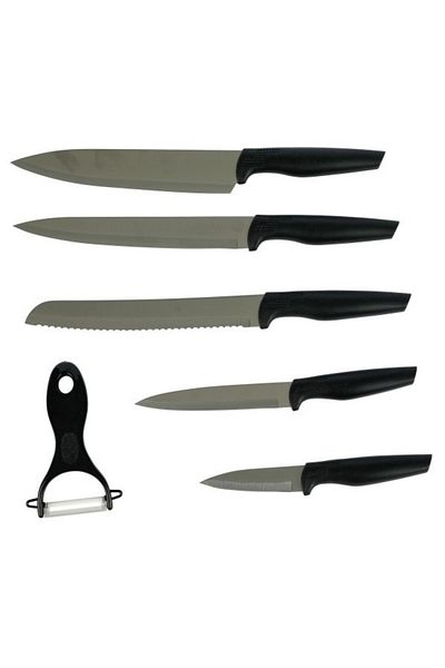Axentia Set of 5 Knives with Stainless Steel Blades and Vegetable Peeler with Ceramic Blade