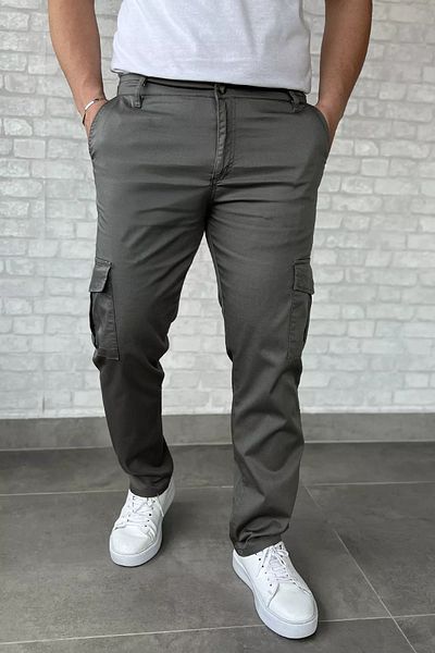 MİSHAR İTALİA Dark Gray Men's Cargo Pocket Straight Leg Trousers