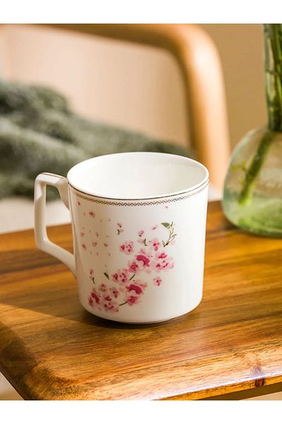 LC Waikiki Lcw Home White Flower Printed Porcelain Mug 350 ml