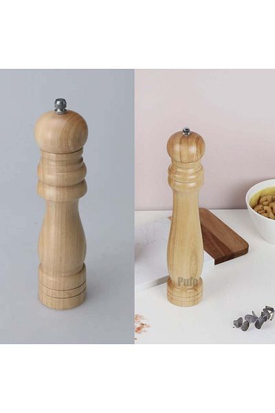 PUFO Spicey Manual Pepper And Spice Grinder Made Of Wood, 22 Cm, Brown
