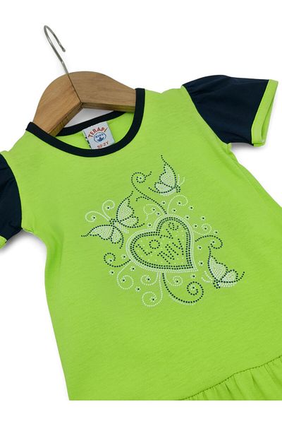 Ege Bebek Girl's Daily Printed Summer Dress 2-3-4-5 Years Old Daily Dress Age
