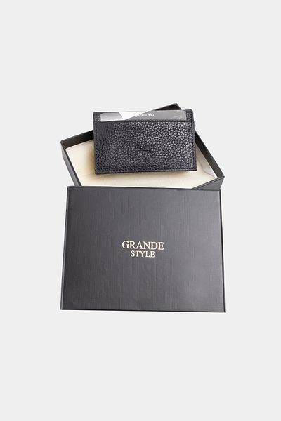 Grande Style Unisex Γνήσιο Δερμάτινο Θήκη Κάρτας Μαύρο Σχέδιο